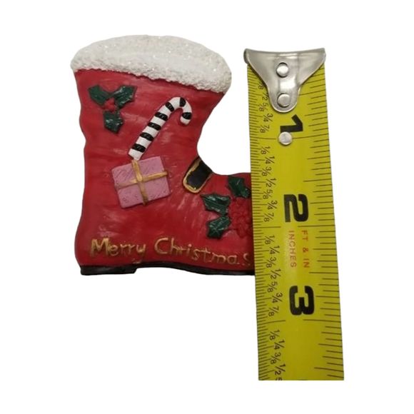 Magnet Red Boot Merry Christmas Fridge Resin Holiday Decoration Seasonal - Picture 3 of 3
